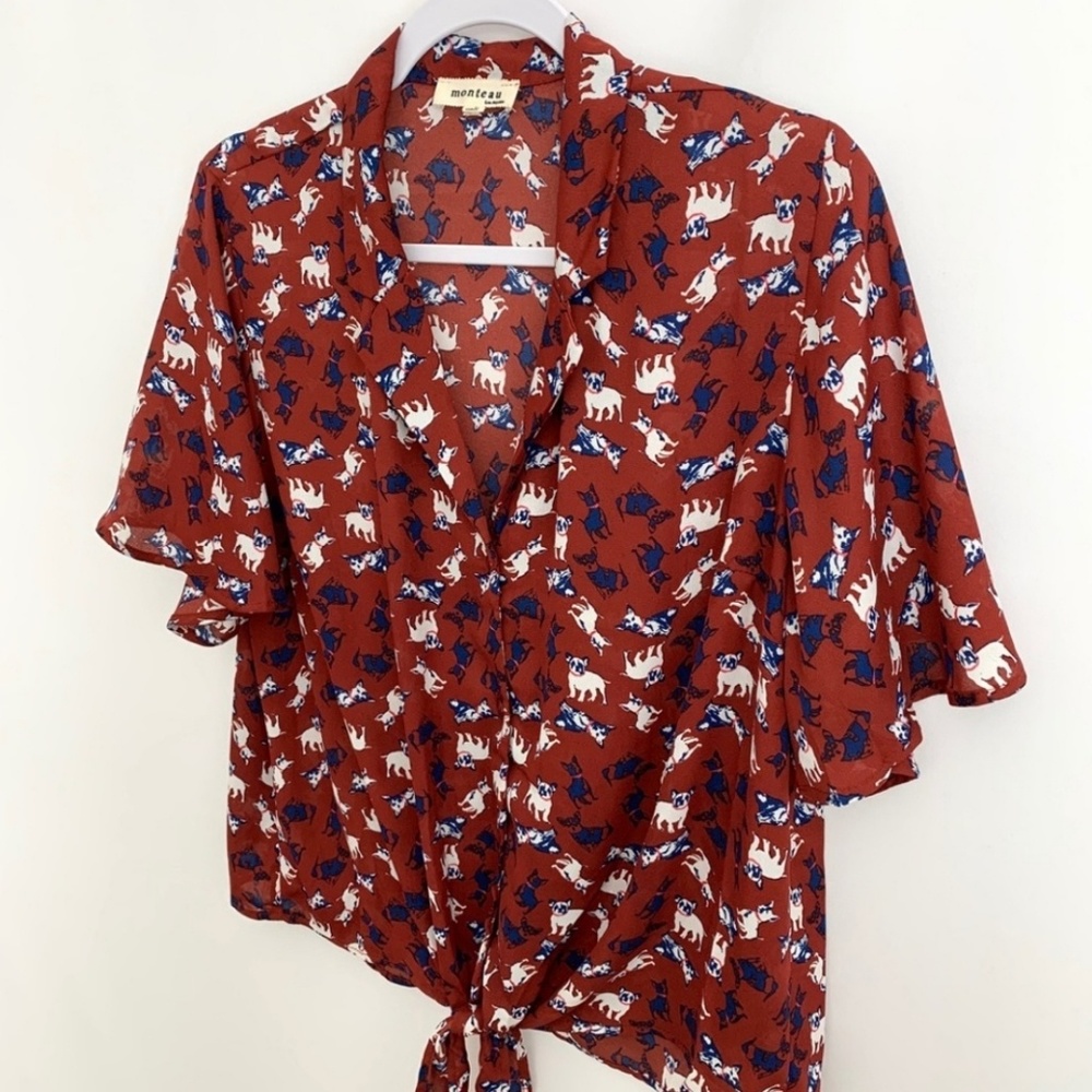 Dog Print Tie Top